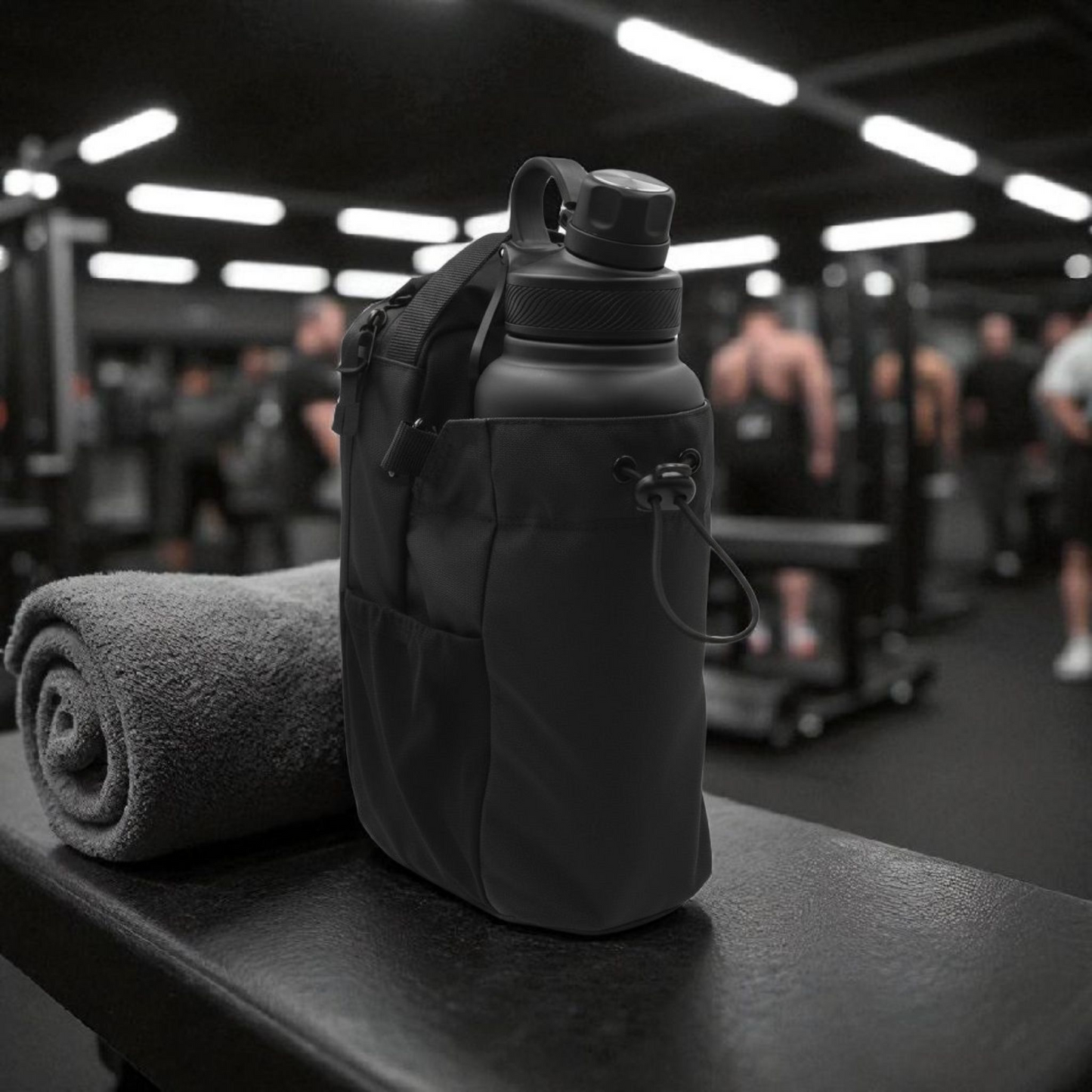 Magnetic Water Bottle Holder – Portable Pouch with Phone Pocket, Large Capacity Gym Accessories Organizer