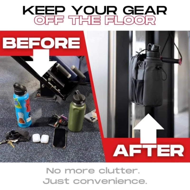 Magnetic Water Bottle Holder – Portable Pouch with Phone Pocket, Large Capacity Gym Accessories Organizer